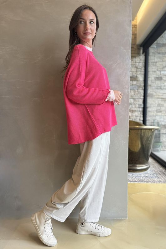 Conrad Slouch Cotton Knit Hot Pink